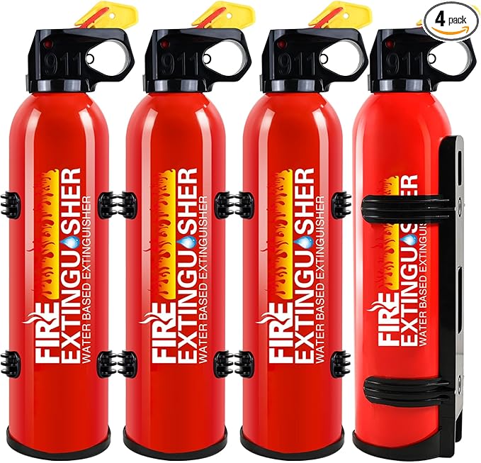 Upgrade Fire Extinguisher for Home, 4Pack Car Fire Extinguishers with Mount, 8 in 1 Portable Kitchen Fire Extinguishers for A, B, C, K Category, 620ml Mini Fire Extinguisher for Truck Boat
