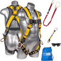 Palmer Safety Fall Protection Safety Harness Kit I Construction Harness + Various Lanyard + D-Ring Extender