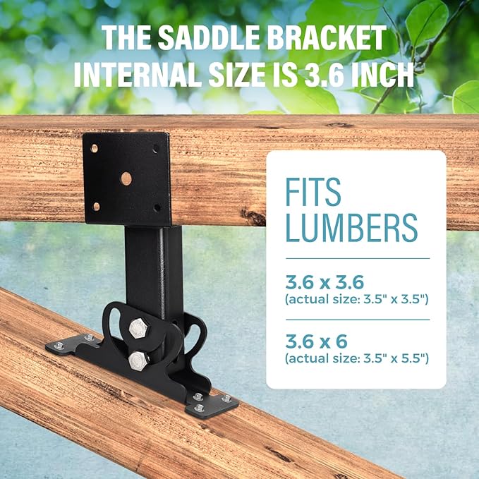 2 Pack 304 Stainless Steel 4x4 Heavy Duty Roof Riser Brackets Kit, Adjustable Roof Riser Beam Mount Brackets for Roof Pergola Gazebo (Black)