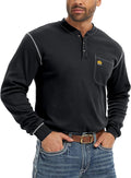 WORKWEYA FR Shirts for Men 6.5 oz Flame Resistant Long Sleeve Henley Shirt NFPA 2112/CAT2