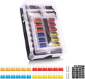 12 Way 12V Fuse Box 12Volt Blade Fuse Block, 12 Circuit W/Negative Bus Waterproof Fuse Box with LED Indicator for 12V/24V Automotive Golf Cart Truck Car Boat Marine RV Van Vehicle