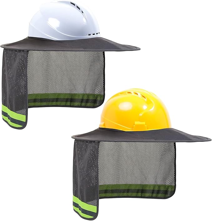 TCCFCCT Hard Hat Sun Shade, Full Brim Neck Shield, 2Packs, Hard Hat Not Included