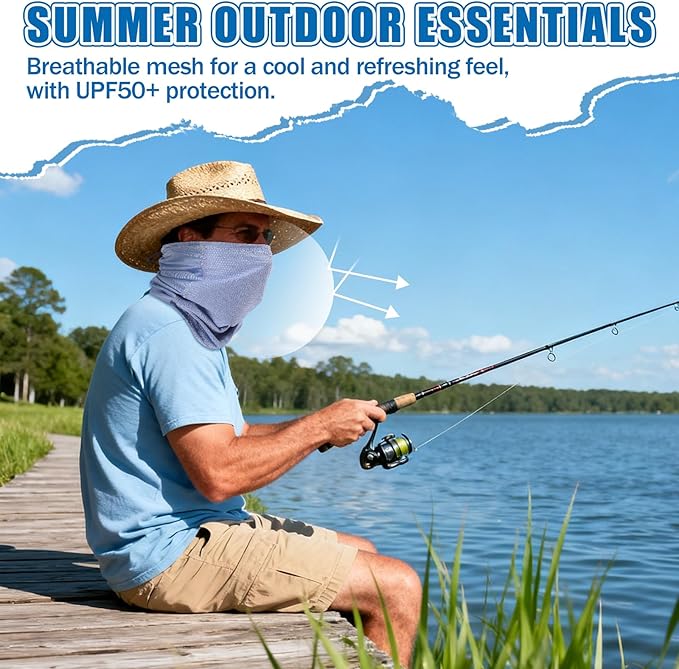 Geyoga Adjustable Cooling Neck Gaiter Breathable Summer Face Mask with Mesh Holes Strap UV Protection Neck Cover for Men