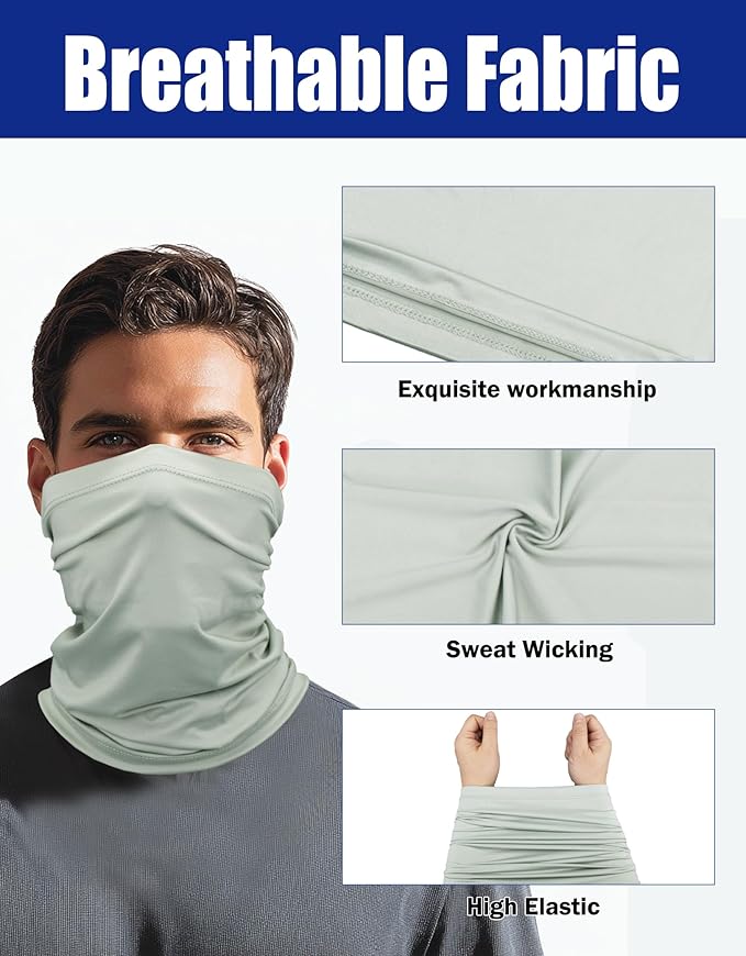 JHYWELL Cooling Neck Gaiter Face Mask, UV Protection Masks Gator, Windproof Bandana for Skiing, Fishing, Hiking, Cycling