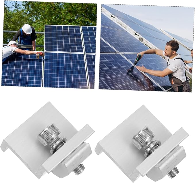 12pcs Solar Panel Rack Clips Aluminum Alloy Solar Panel Bracket Clips for Easy Installation and Reliable Support Harsh Weather Conditions