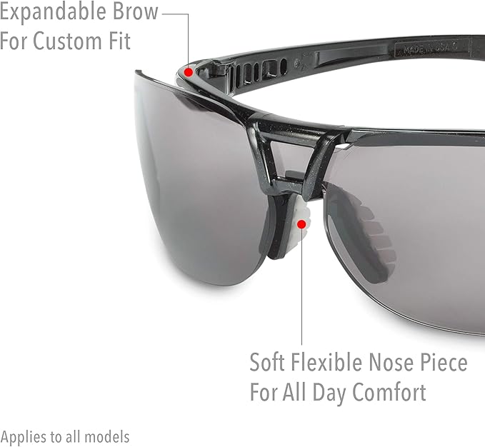 Honeywell Uvex by Protégé Safety Glasses, Metallic Black Frame with Clear Lens & Ultra-Dura Anti-Scratch Hardcoat (S4200-H5)