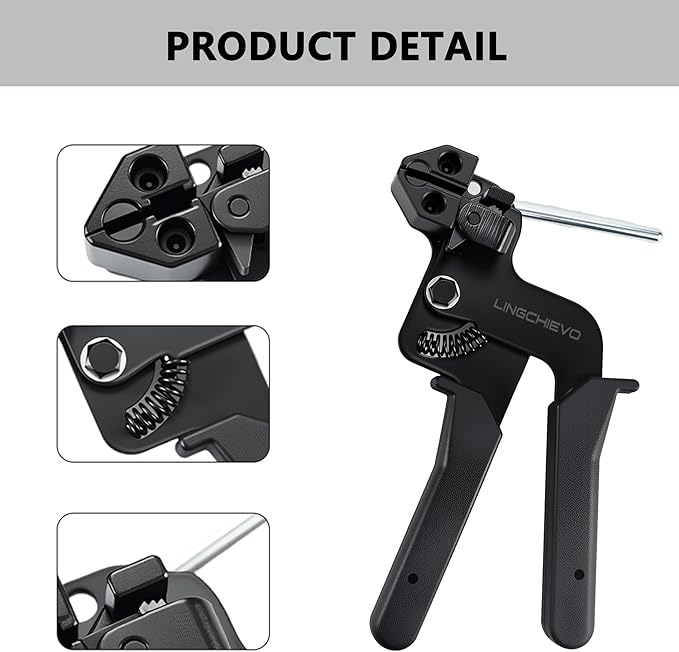 Metal Zip Tie Gun with 100 PCS 7.87in(200mm) Stainless Steel Zip Ties,Heavy Duty Zip Tie Tool for Fastening and Cutting Cable Ties,Chain Link Fence Parts for Fence Exhaust Pipe Outdoor