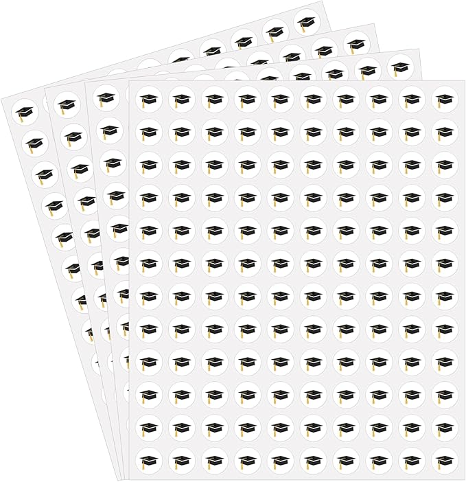 2400 Pcs Small Sticker for Kids,Mini Graduation Cap Sticker Cartoon Paper Small Decals Cute Self-Adhesive Stickers for Summer Party Envelopes Scrapbook Gifts DIY Supplies,0.5in（Cap）