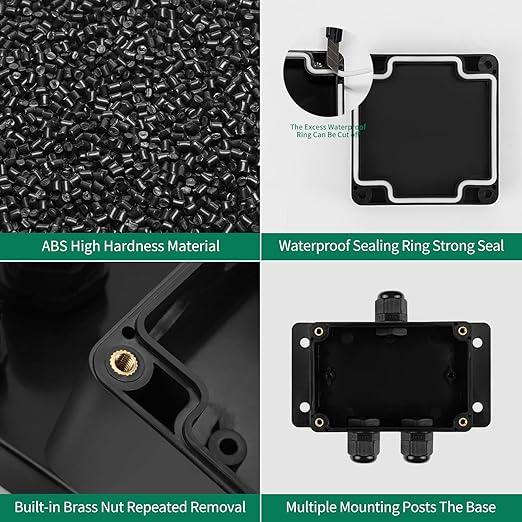 ABS IP67 Waterproof Dustproof Electrical Junction Box, with 15A 600V Barrier Terminal Cable Connector, 1 in/2 Out Power Junction Box（3.93 * 2.67 * 1.96in）
