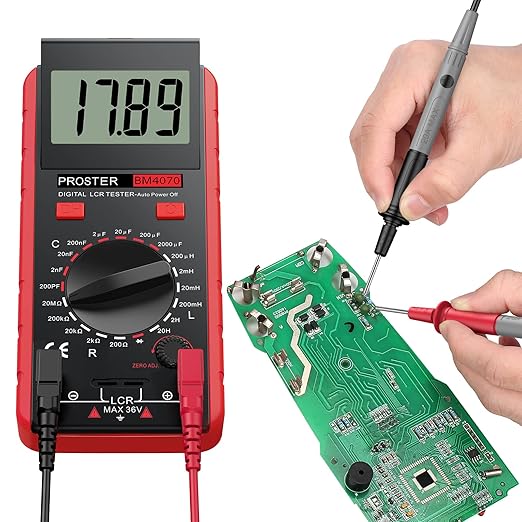 Proster LCR Meter - Capacitance Inductance Resistance Tester Multimeter Self-Discharge with Overrange Display