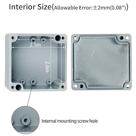 Aluminum Project Box Waterproof Electrical Junction Box Outdoor Electrical Aluminum Alloy Metal Box Outdoor Universal Enclosure Gray 3.1"x2.9"x2.3"