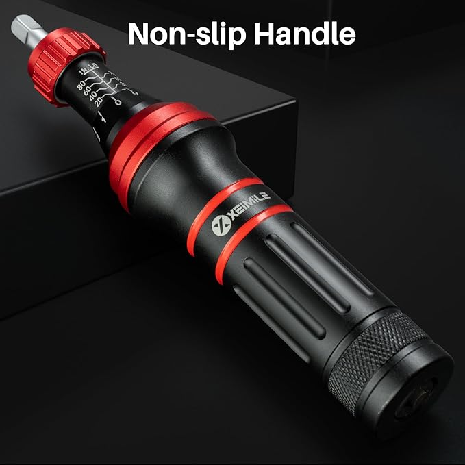 Torque Screwdriver 10-80 In.Lb, Inch Pound Torque Screwdriver Set with 1/4" Bit Holder, Flat, Hex, Torx and Philips Bits,Suitable for DIY Bicycle Maintenance, Pecision Tool,Mechanical