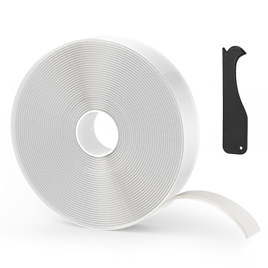Butyl Tape White 1/2" x 30 Ft None Hardening Premium Butyl Caulk Tape for RV Window Glazing Roofing Leak Opening Pipe Plumbing Fixture EPDM Roof Patching(1 Pack)