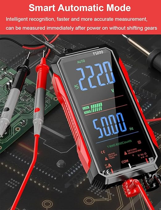 Digital Multimeter, 2026 Upgraded FS899L Multimeter, USB Rechargeable Digital Multimeter, Measures Voltage Automatic Digital Display Multimeter Tester for Home and Industrial Electrical Issues (Red)
