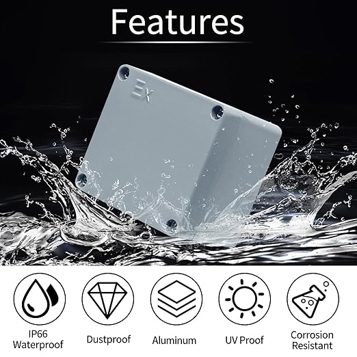 Aluminum Project Box Waterproof Electrical Junction Box Outdoor Electrical Aluminum Alloy Metal Box Outdoor Universal Enclosure Gray 3.1"x2.9"x2.3"