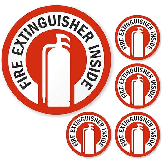 SmartSign Fire Extinguisher Inside Stickers | 2.75" x 2.75" Engineer Grade Reflective Labels with Aggressive Adhesive, Pack of 6
