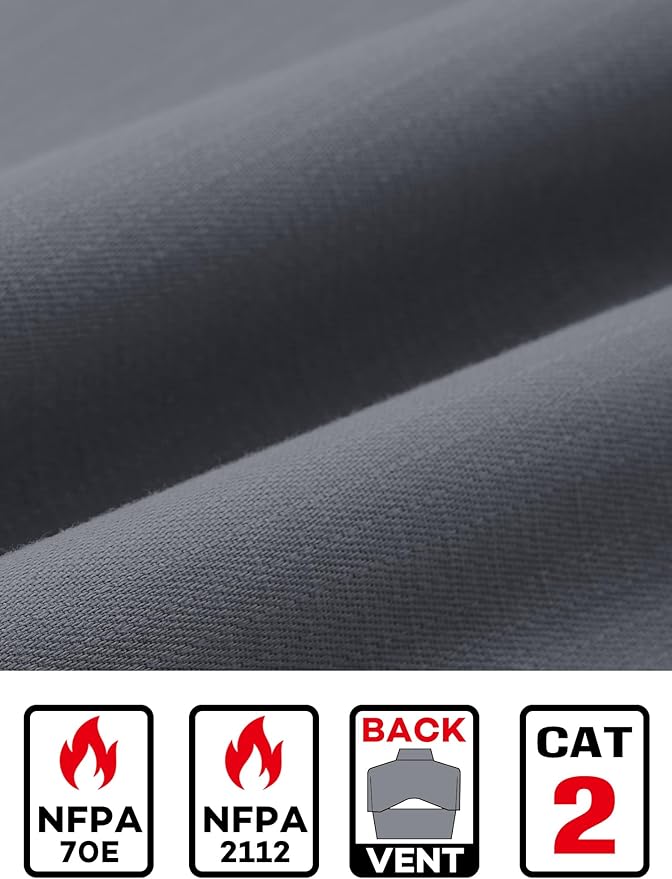 FR Ripstop & Waterproof Welding Shirts for Men 6.5oz Long Sleeve Button Down Fire Retardant 100% Cotton shirts CAT2