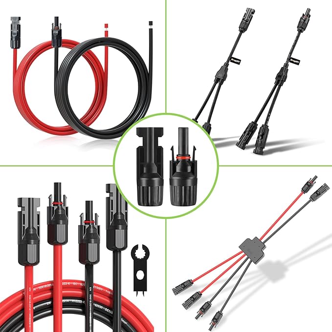 40PCS MC4 Solar Panel Connectors, MC4 Male/Female 1000V Solar Panel Cable Connectors IP67 Waterproof, with 2 Pcs Assembly Spanners for Solar Cable PV Systems