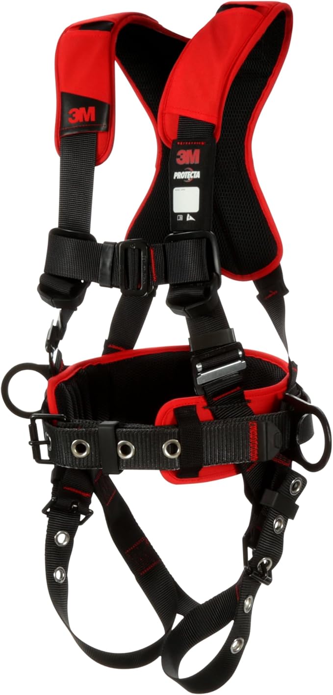 3M Protecta Comfort Construction Style Positioning Fall Protection Harness 1161208, Black, 2X-Large