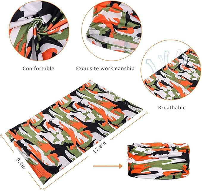6 Pieces Sun UV Protection Face Mask Neck Gaiter Windproof Scarf Sunscreen Breathable Bandana Balaclava for Sport Outdoor