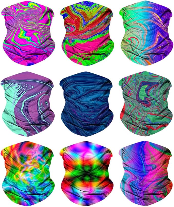 Sojourner Neck Gaiter, Bandana, Buff (9 Pack) - Face Cover for Men, Women, and Teens - Neck Warmer UV Sun Protection Gator
