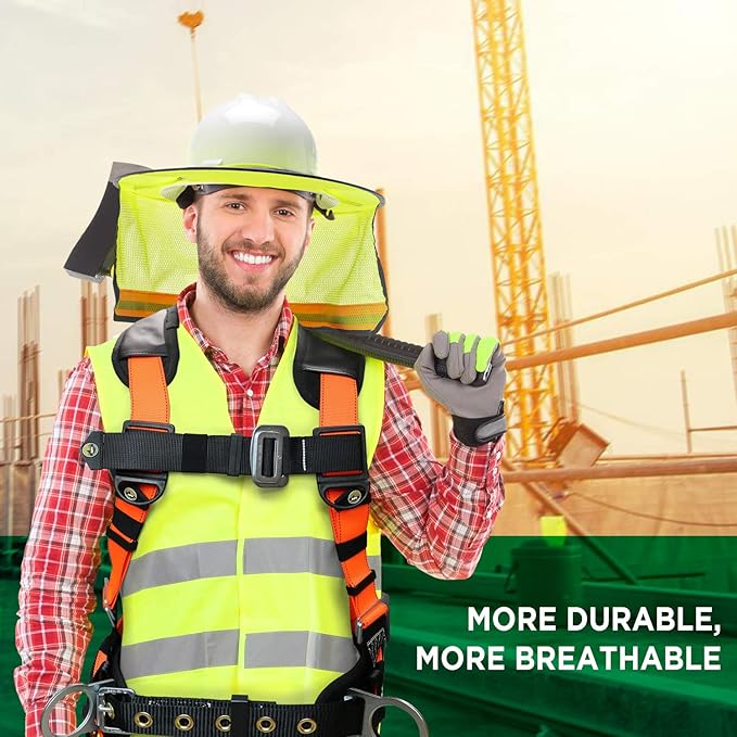 Wolf High-Visibility Orange Reflective Full-Brim Hard Hat Mesh Sun Visor Neck Shade