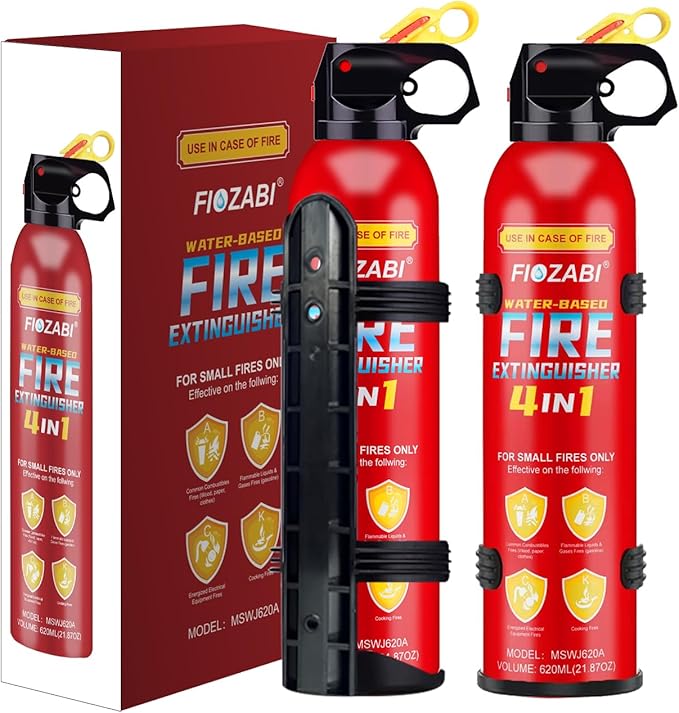 2 PACK Portable Fire Extinguisher Spray 4 in-1 With Bracket for The House/Car/Kitchen/Garage/Home,0.5-A:21-B:C:5K Water-Based Fire Extinguishers(620ml/21.87OZ)
