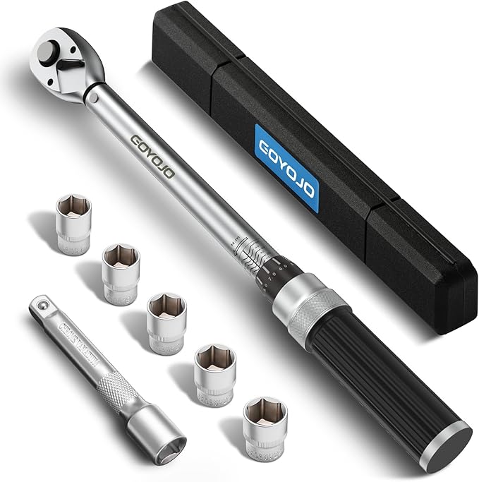 GOYOJO 1/2 inch Torque Wrench Set, 14.75-155 ft-lbs/20-210 N.m with Dual Range Scales, High 3% Precision for Automotive, Towing, DIY, and Exhaust System Maintenance