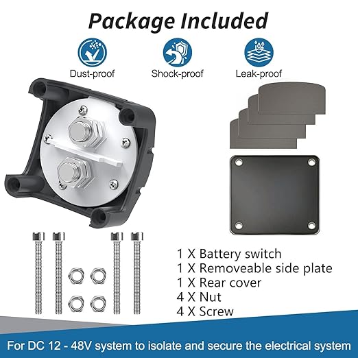 COZYEHOO Battery Disconnect Switch 12V Master,12V-48V Battery Shut Off Switch 275Amps High Current for Car Marine Boat RV Vehicles(On/Off)