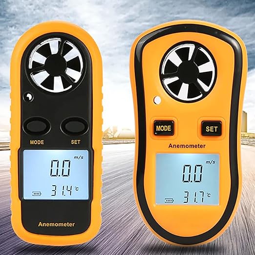 Buachois Anemometer Handheld,Digital Wind Speed Meter,Wind Speed Temperature Gauge with Digital LCD Display,for Measuring Wind Speed, Temperature and Wind Chill