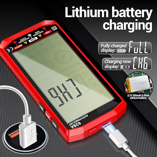 ANENG Multimeter,Digital Voltmeter Tester,TRMS 6000 Counts Rechargeable Meter Measures AC/DC Voltage,Current,Resistance,Capacitance,Temperature,Hz,NCV,Diode,Continuity Auto Ranging Electircal Tools