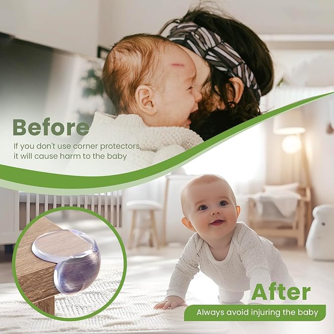Corner Protectors for Baby–16 Pack Clear Furniture Corner Guards Non‑Toxic Baby Proofing Safety Bumpers for Tables Cabinets Easy Peel Stick Installation Furniture Edge Protection for Kids
