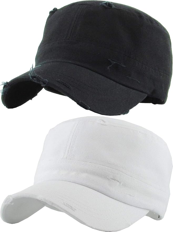 Funky Junque Distressed Military Hat – Newsboy Hats for Women, Short Brim Army Baseball Cap, Womens Cadet Hat Trendy Style