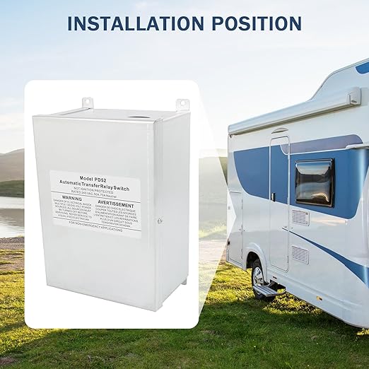RV Automatic Transfer Switch, Rated 240VAC 50A 70A Neutral - Applied to RV, Speedboats, 120/240 Volt Power Sources
