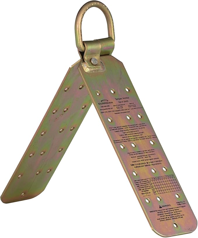 Guardian 00815 Rooftop Safety Kit - 50 ft Vertical Lifeline Assembly | Reusable Temper Anchor | Full Body Harness | Yellow Storage Bucket