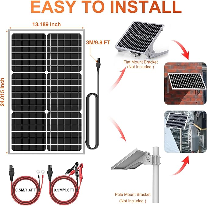 SUNER POWER 12V 30W Solar Panel Battery Charger Ultra, Built-in UltraSmart MPPT Charge Controller, Waterproof 30 Watt Solar Battery Maintainer for 12Volt AGM, Deep Cycle, Lead-Acid, Lifepo4 Battery