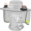 Solar Fan Hat for Men Women Sun Wide Brim Fishing Hat with Dual Power Ice Silk Neck Cover Reflective Design