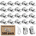 500-PACK SUS304 Wire Cable Clips, S Wire Management Clips for (1) 12-Gauge USE-2 to (2) 10-Gauge PV-1000V Wires, Fits Solar Frame LED Lights on Roofs Fencing Trailer