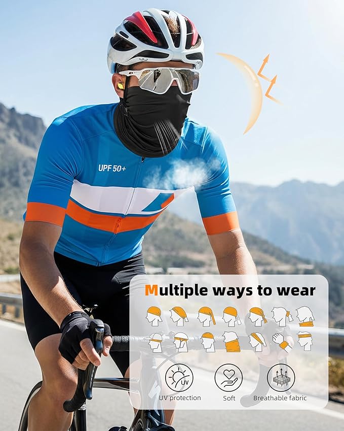 Xeoxarel Neck Gaiter, 7 Pack Cooling UV Protection, Bandana Face Mask Scarf for Men and Women