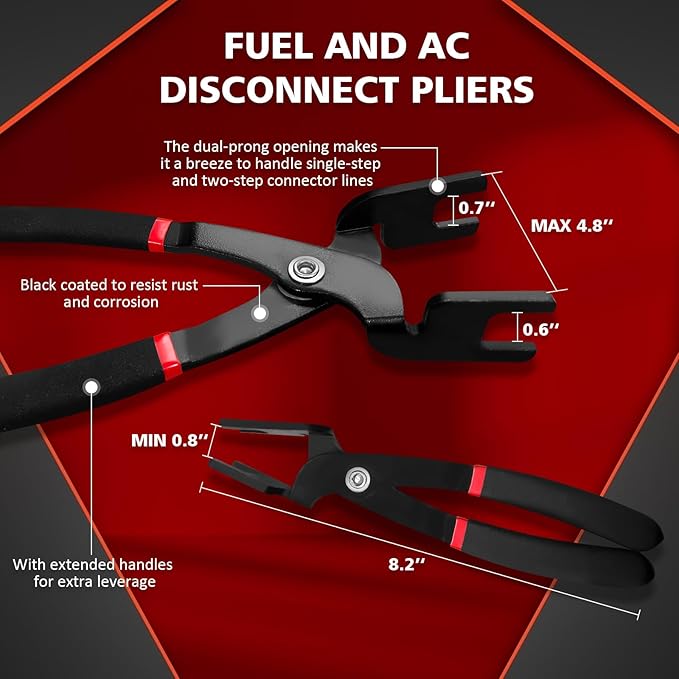 26pc Master Quick Disconnect Tool Kit with Fuel and AC Disconnect Pliers,Fuel Line Disconnect Tool Set,Fuel Line Removal Tools for GM Trucks,Ford, Air Line,A/C Fuel&Transmission Systems