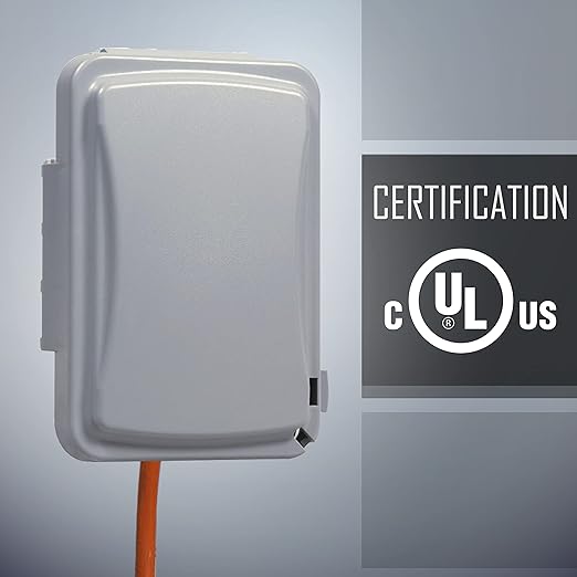 TayMac MM110G Weatherproof Single Outlet Outdoor Receptacle Cover, 5/8 Inches Deep, Grey (Pack of 2)