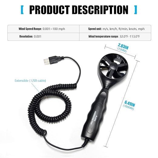 Replacement Wind Sensor Wand for BTMETER BT-856A BT-846A Pro HVAC Anemometer - (Sensor Vane ONLY, Anemometer NOT Included)