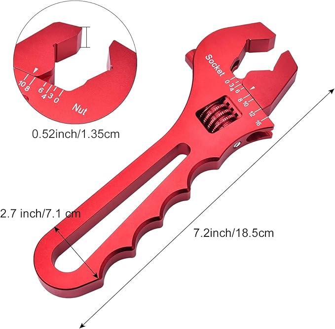 EVIL ENERGY AN Fitting Hose Wrench Adjustable 3AN-16AN Aluminum Red