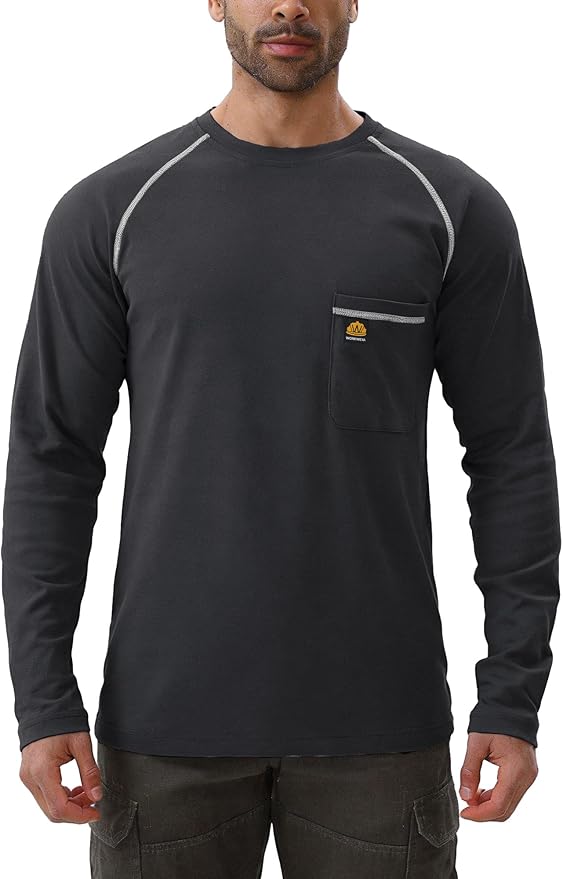 WORKWEYA FR Shirts Flame Resistant Shirt 6.5oz Men's NFPA 2112/CAT2 Long Sleeve Shirt