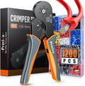 Ferrule Crimping Tool Kit, Preciva Upgrade Double & Single Ferrules Connectors, Hexagonal Ratchet Jaw Wire Crimping Pliers AWG 28-5 with 1200PCS Terminal Connector Sleeves