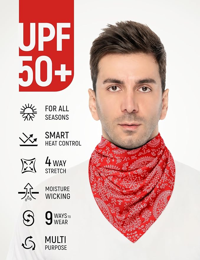 GOT Sports UPF 50+ Cooling Bandana for Men & Women - Thermoregulation, Moisture-Wicking, Sun Protection Bandana Neck Wraps