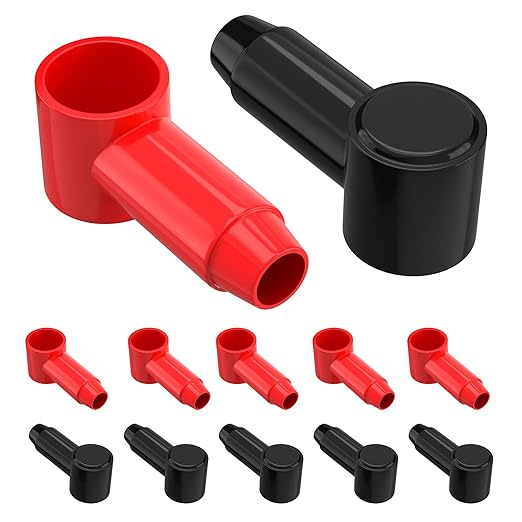 12 Pack Silicone Battery Terminal Cover Terminal Protector Boot Fit for 1/0 AWG - 4/0 AWG Wire for Power Junction Block Battery Stud Solar Wiring (Large Size)