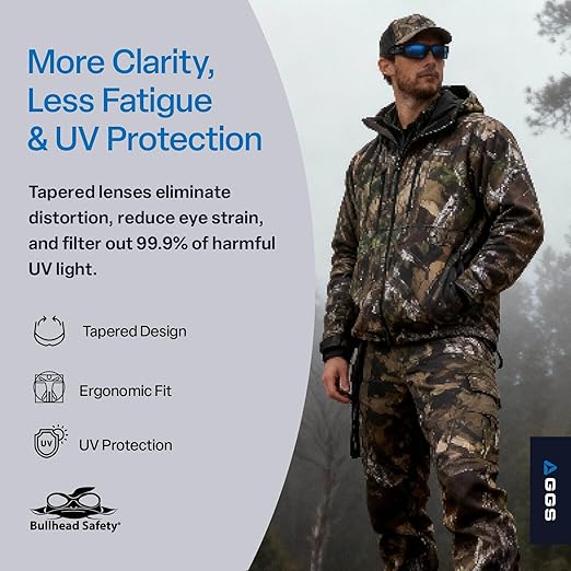 Bullhead Safety Eyewear Dorado Glasses - Lightweight, Impact/Scratch Resistant, UV Blocking Sunglasses for Hunting/Shooting, Outdoor Sports, Construction, Silver Mirror & Red/Black