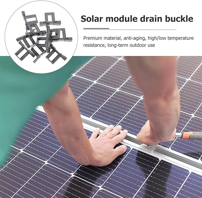20pcs 35mm Solar Panel Drainage Clips Outdoor Water Drain Clamp for Solar Panel Water Guide and Mud Removal