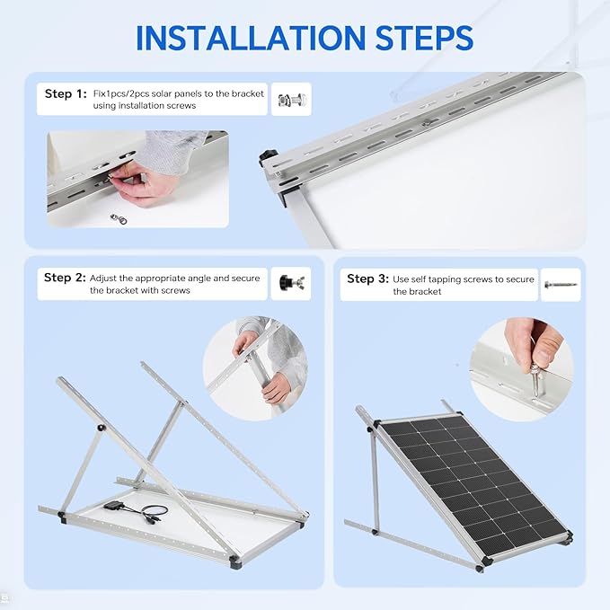 45 Inch 4Sets Solar Panel Mounting Brackets Kit 0-90 Adjustable Solar Panel Tilt Mount Brackets for 100-400W Panels Windproof for Roof,RV,Ground,Boat and Off-Grid. (4Sets)